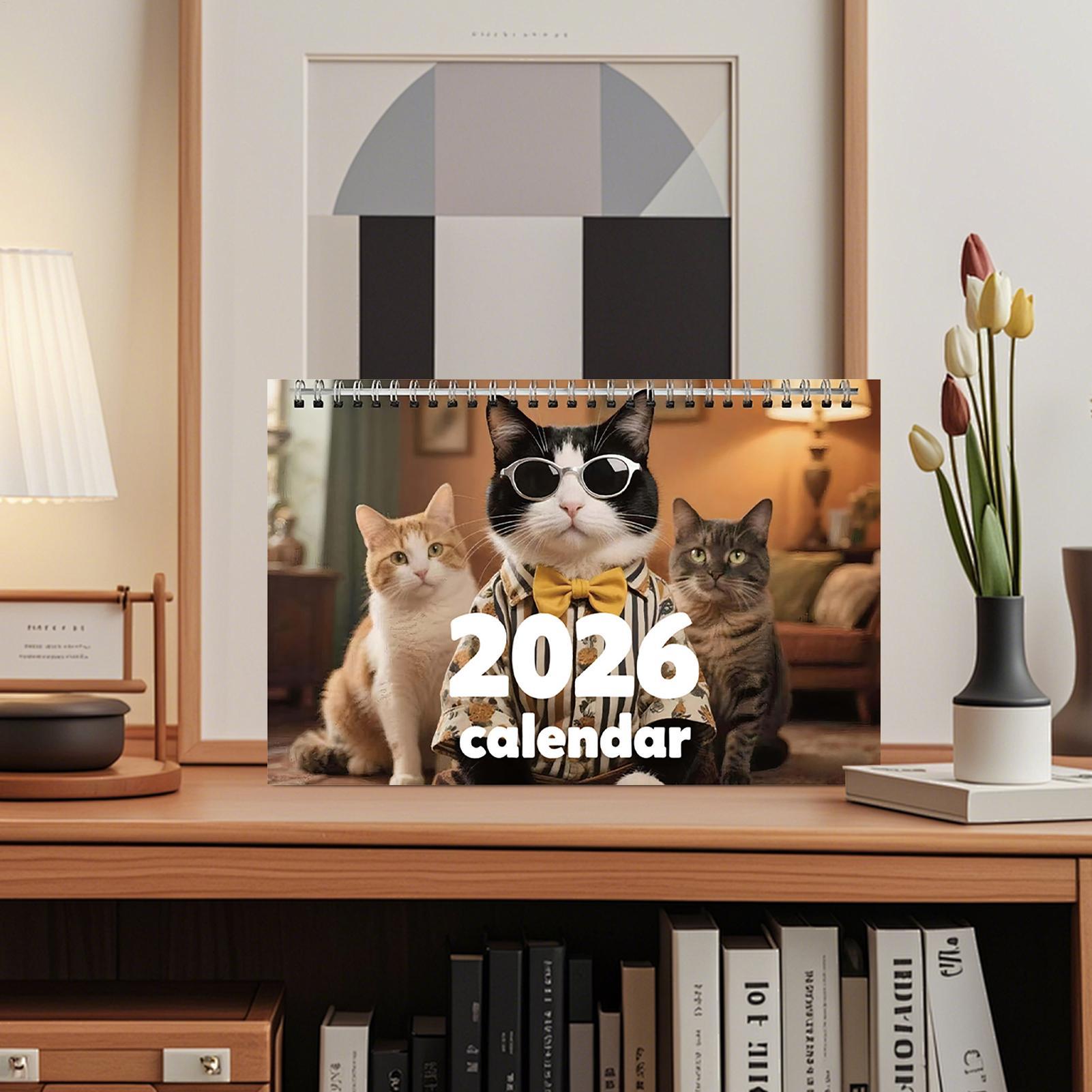 Home Office Wallpaper - 2026 القط جدار التقويم 12 شهر