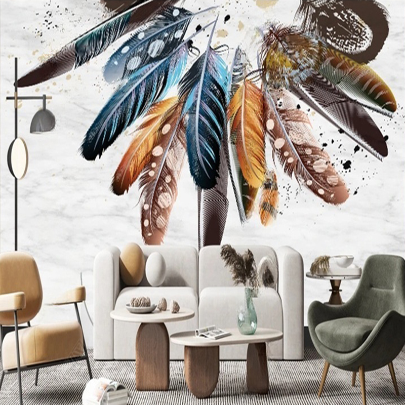 Home Office Wallpaper - خلفية مخصصة الحديثة 3D ريشة الرخام