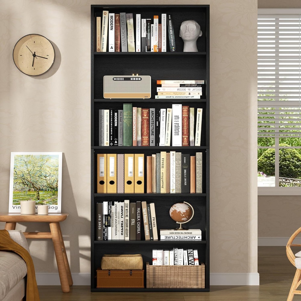 رف كتب مفتوح بـ 6 طبقات، ارتفا - مراجعة Bookcase Wood Shelf وسعره