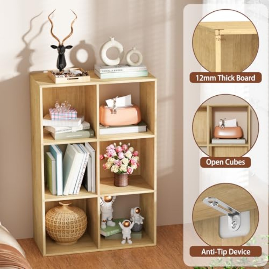 منظم تخزين بـ 6 مكعبات، رف تخز - مراجعة Bookcase Wood Shelf وسعره