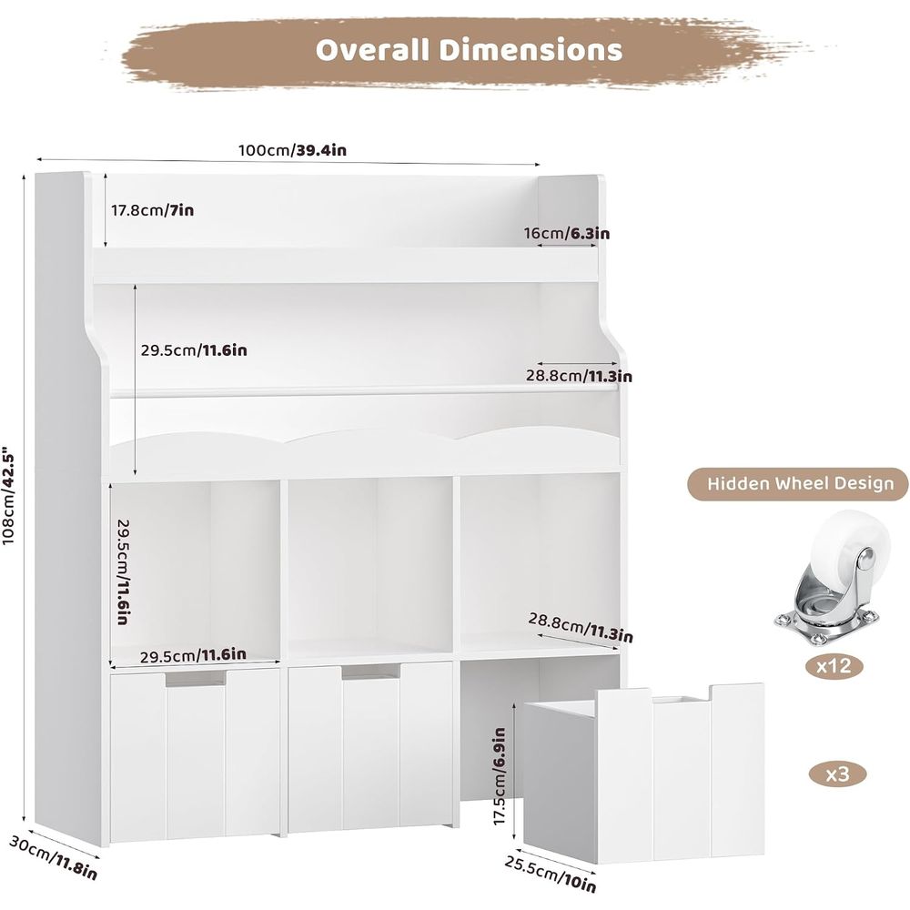 منظم تخزين ألعاب الأطفال مع رف - مراجعة Bookcase Wood Shelf وسعره