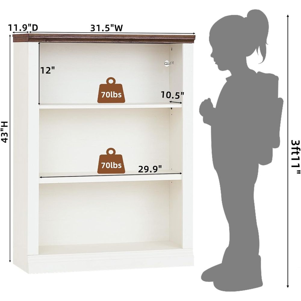 رف كتب أبيض طويل مقاس 43 بوصة، - مراجعة Bookcase Wood Shelf وسعره