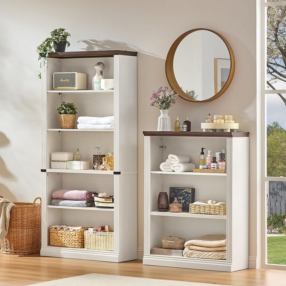رف كتب أبيض طويل مقاس 43 بوصة، - مراجعة Bookcase Wood Shelf وسعره