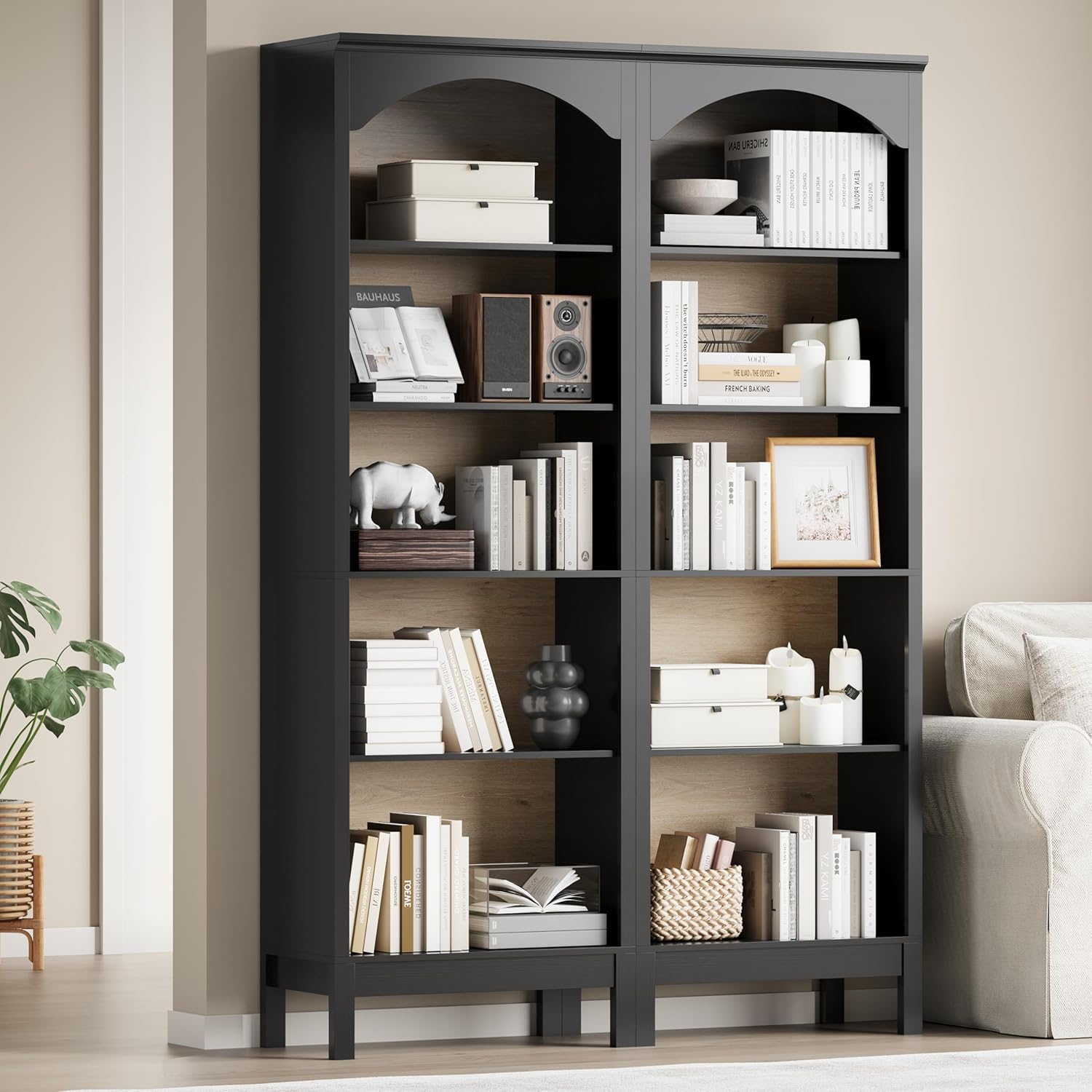 رف كتب مقوس بـ 5 طبقات مفتوحة، - مراجعة Bookcase Wood Shelf وسعره