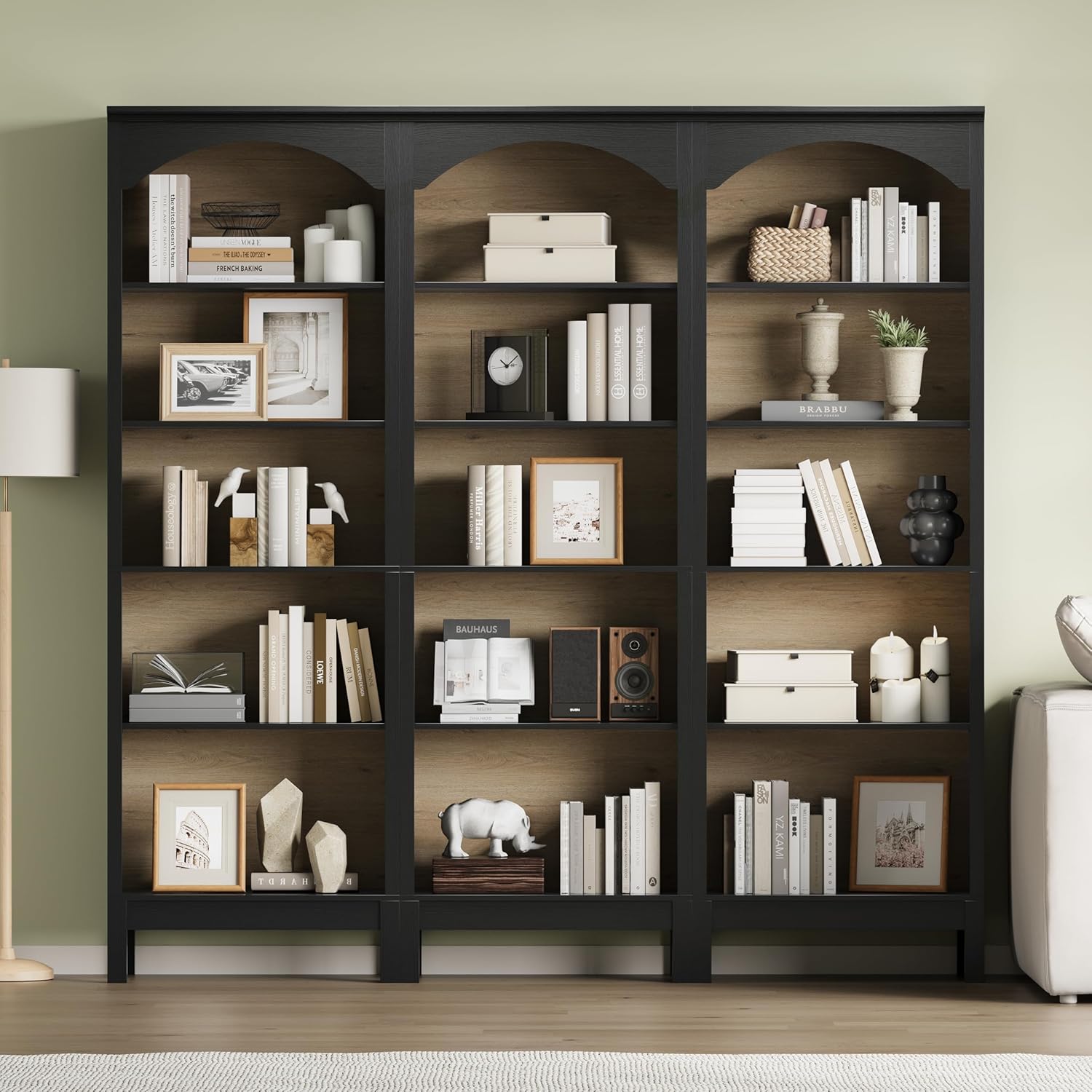 رف كتب مقوس بـ 5 طبقات مفتوحة، - مراجعة Bookcase Wood Shelf وسعره