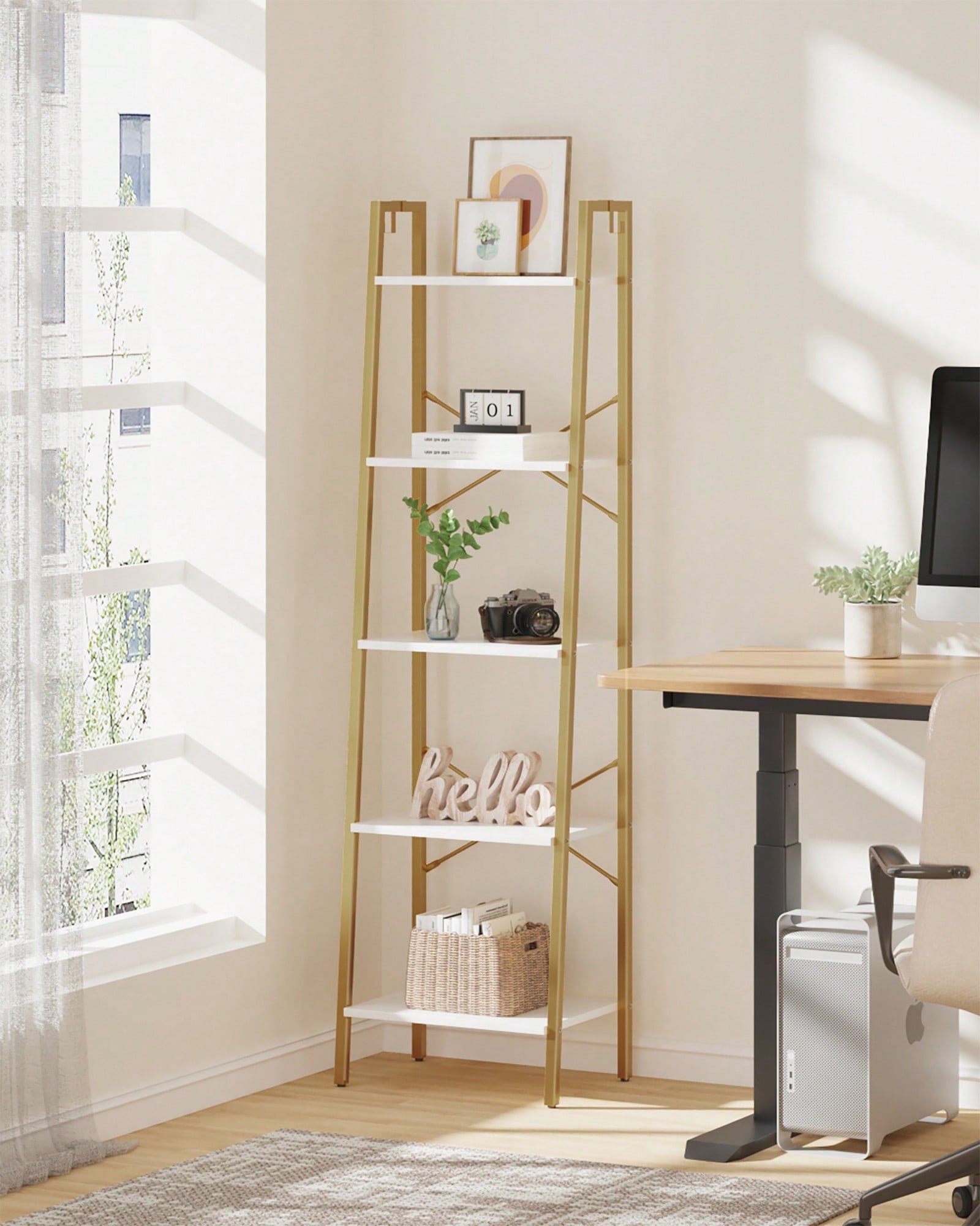 رف خشبي بخمس طبقات بتصميم عصري - مراجعة Bookcase Wood Shelf وسعره