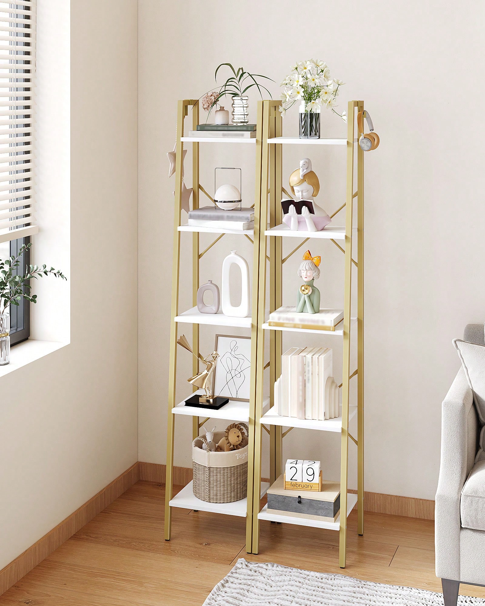رف خشبي بخمس طبقات بتصميم عصري - مراجعة Bookcase Wood Shelf وسعره