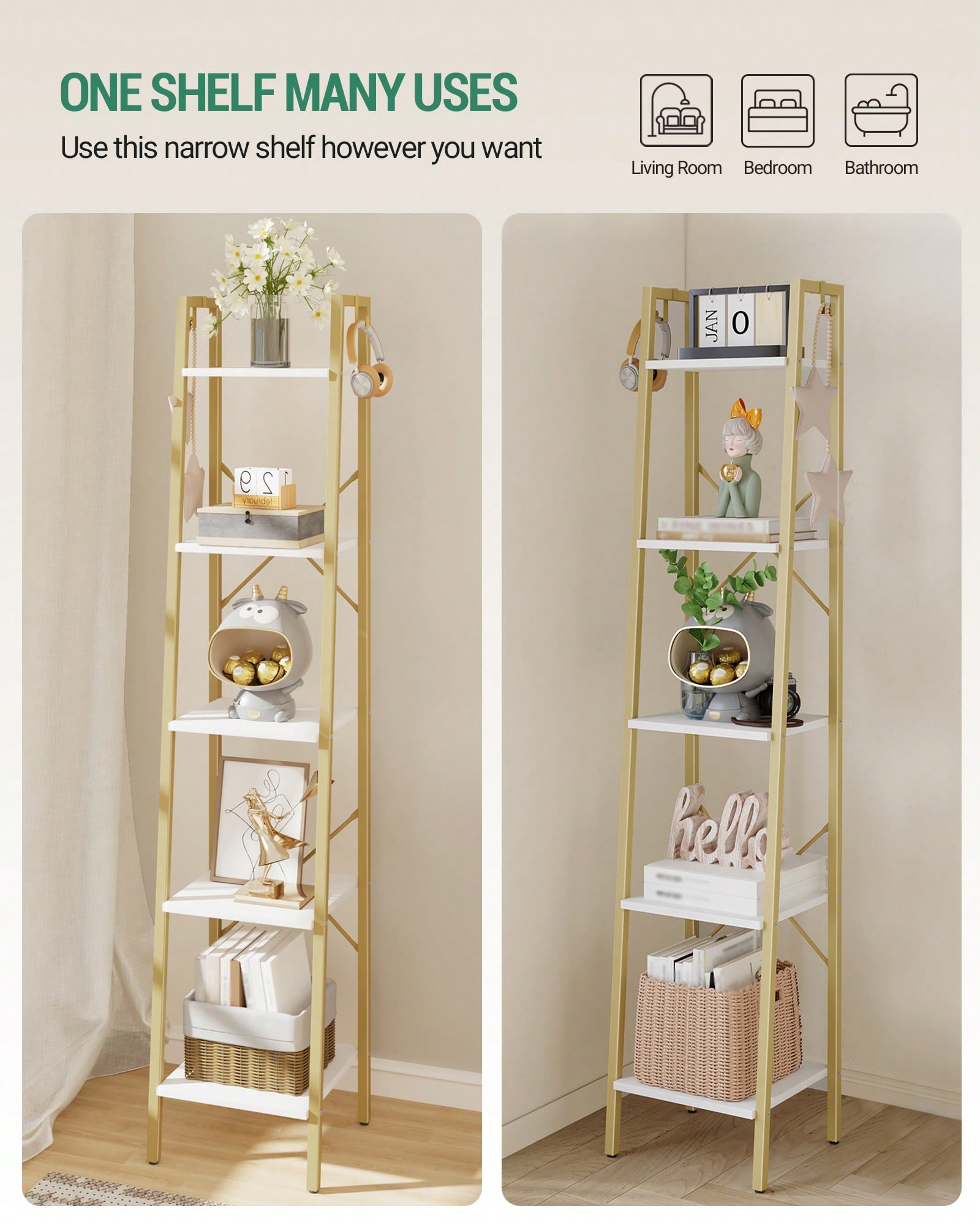رف خشبي بخمس طبقات بتصميم عصري - مراجعة Bookcase Wood Shelf وسعره