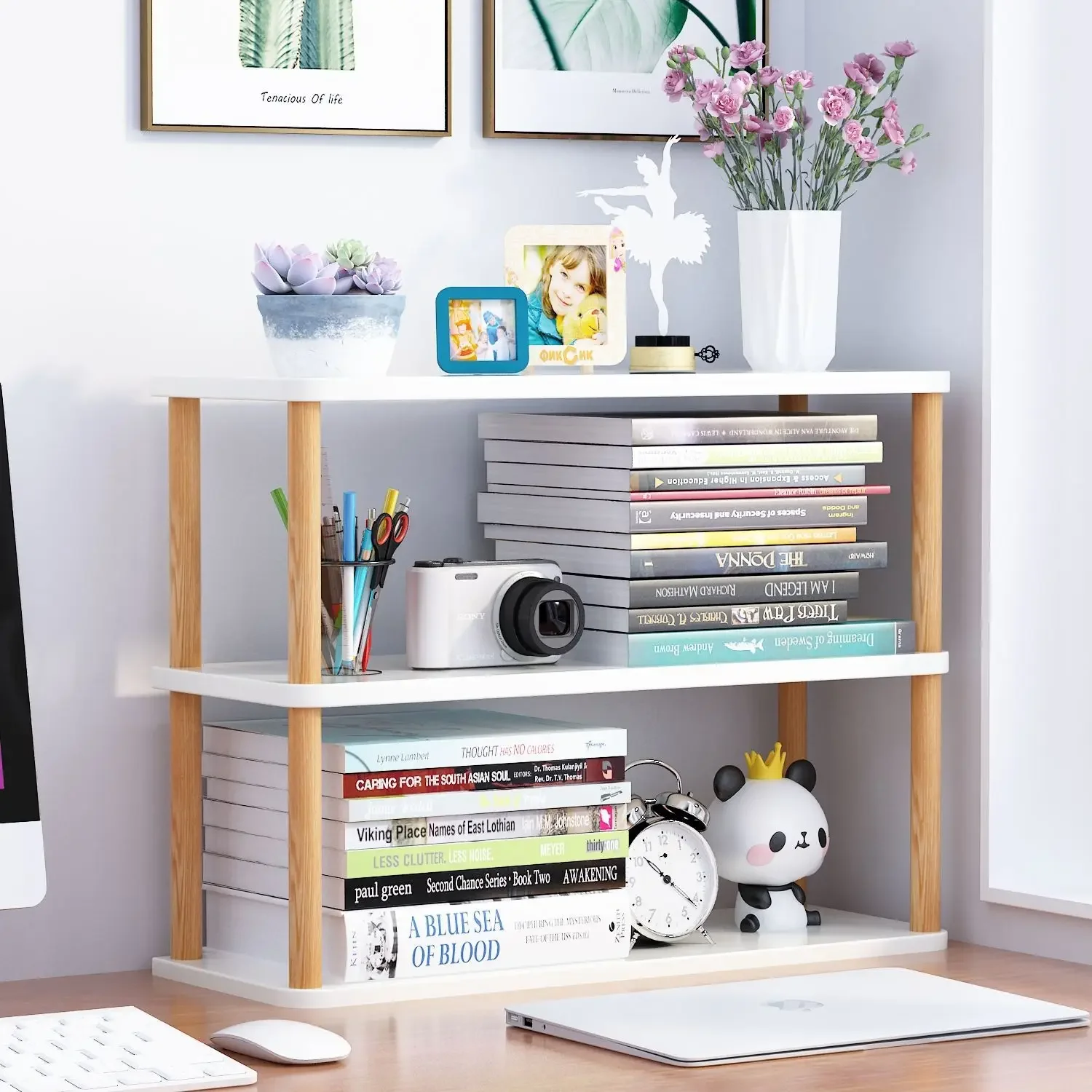 خزانة كتب خشبية متعددة الطبقات - مراجعة Bookcase Wood Shelf وسعره